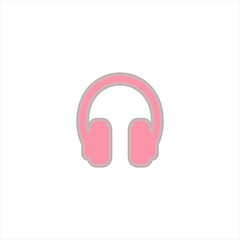 Pink headphones icon vector illustration isolated on white on white background. 