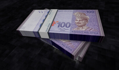 Malaysia Ringgit money banknotes pack 3d illustration