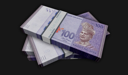 Malaysia Ringgit money banknotes pack 3d illustration