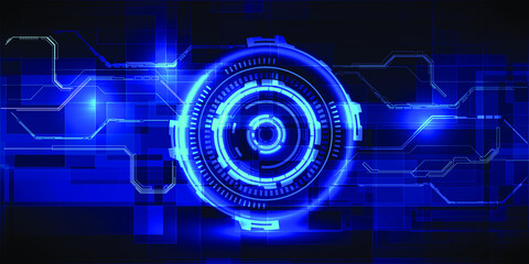 Obraz premium Circle HUD screen dispaly futuristic digital technology artwork.Vector illustrations.