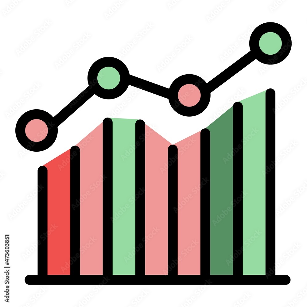 Poster graph chart comparison icon. outline graph chart comparison vector icon color flat isolated