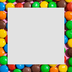 Creative layout made colorful candy, sweets. Cube paper card, note.  School, and eduaction idea.

