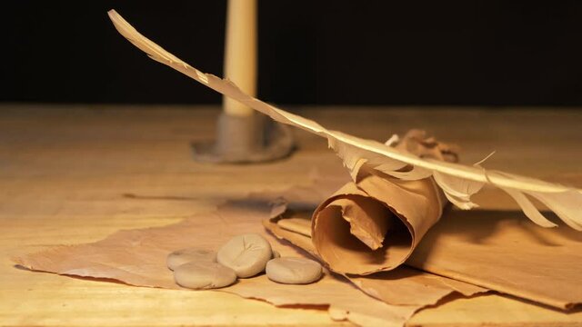 Rune stones and parchment paper 