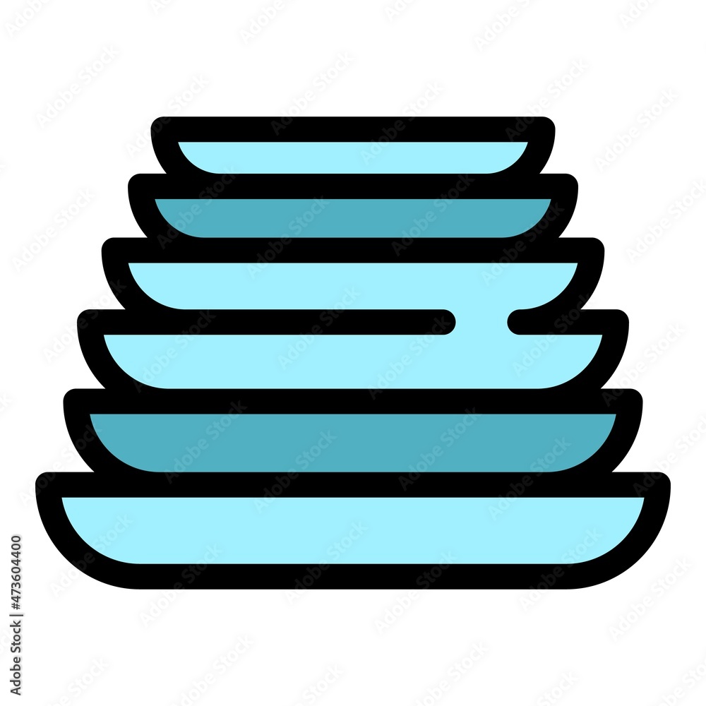 Poster clean stack plates icon. outline clean stack plates vector icon color flat isolated