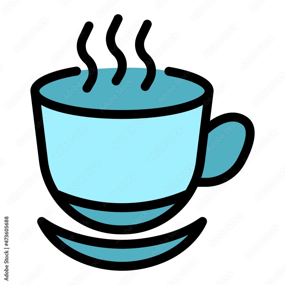 Poster cocoa mug icon. outline cocoa mug vector icon color flat isolated