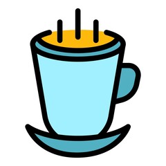 Ceramic mug icon. Outline ceramic mug vector icon color flat isolated