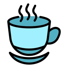 Cocoa mug icon. Outline cocoa mug vector icon color flat isolated