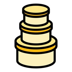 Round box icon. Outline round box vector icon color flat isolated