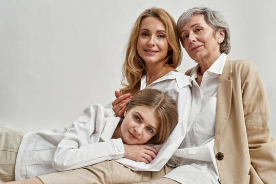 Family portrait of three generations of women