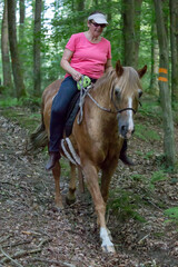 Reiterin mit Ihrem Pferd im Wald