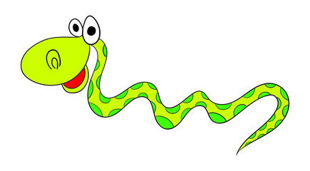 Cute smiling snake isolated icon on white background. Vector illustration.