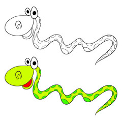 Cute smiling snake isolated icon on white background. Vector illustration.