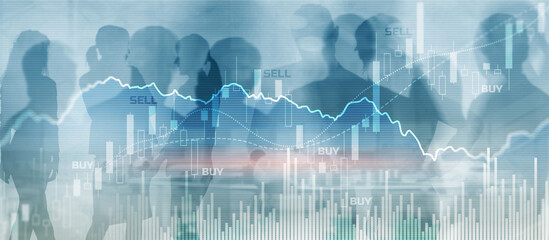 Trading investment and economics concept. Mixed Media Trade concept. Stock market universal background