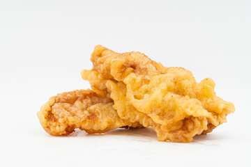 Fresh fried pork tenderloin on pure white background