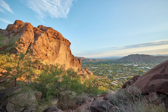 View of Phoenix Arizona from Camel Back Mountain trail