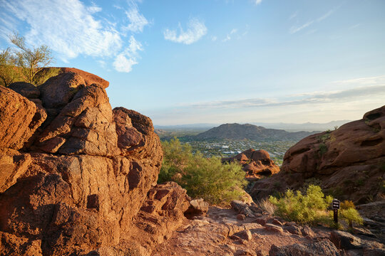 View of Phoenix Arizona from Camel Back Mountain trail