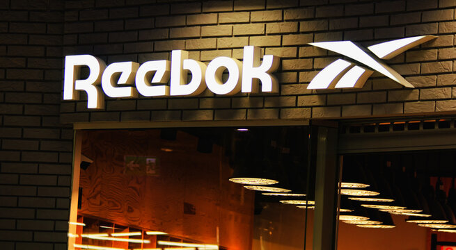Kiev, Ukraine - July 08, 2020. Reebok' logo, Reebok is an American multinational clothes corporation