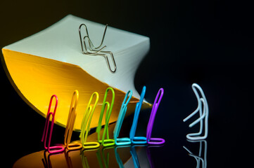 Paper clips past sitting on the block