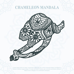CHAMELEON Mandala. Boho Style elements. Animals boho style drawn. vector illustration.