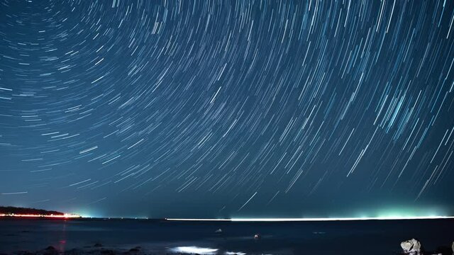 茨城県銚子市君ヶ浜の星の軌跡4kタイムラプス
