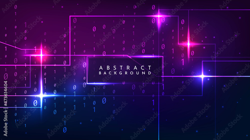 Poster vector modern illustration. binary code. luminous dynamic geometric background. cyber tech. light fl