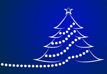 Fondo azul de árbol de navidad blanco.