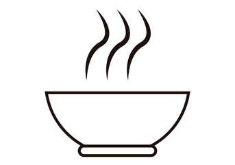 Icono negro de tazón con bebida caliente.