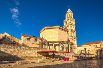 Fototapeta na wymiar The Cathedral of Saint Domnius with the Mausoleum inside the Diocletian's Palace in historic centre of Split, Croatia, Europe.