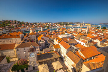 Fototapeta na wymiar Top view of the historic center of Trogir town, Croatia, Europe.