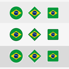Brazil flag icons set, vector flag of Brazil.