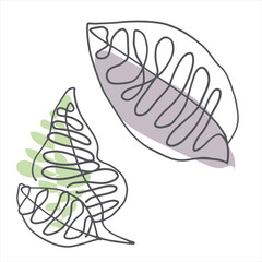 Leaves contour line vector illustration