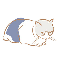 Sketchy resting cat vector illustration