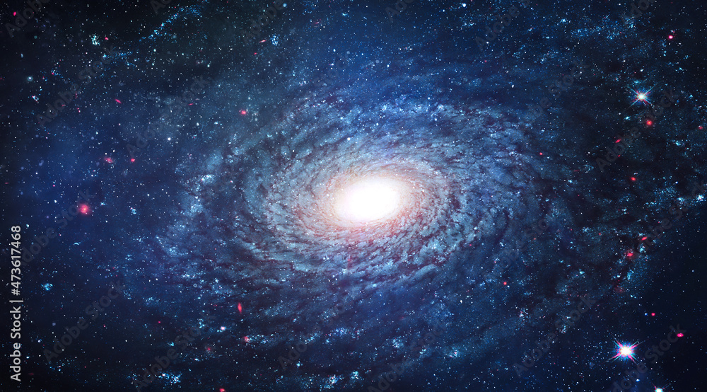 Poster galaxy and constellation in deep space. stars and far galaxies. wallpaper background. sci-fi space w