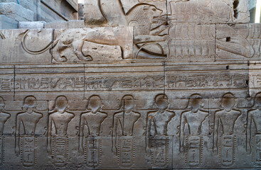 Kom Ombo Temple - Lion eats enemies