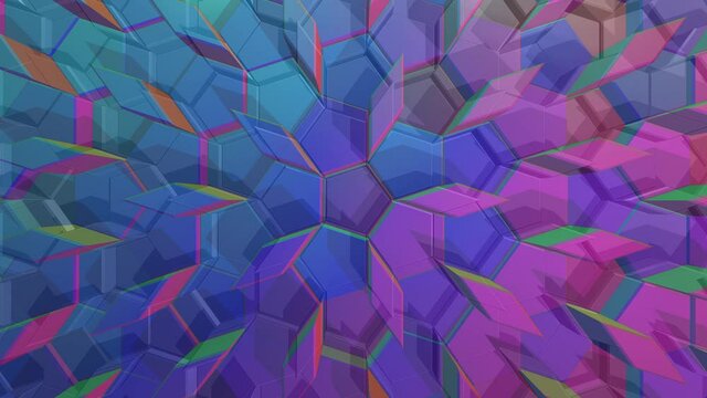 The basic shape is the pentagon. The rhombus is also needed to bring this shape to the surface. These shapes move slowly up and down