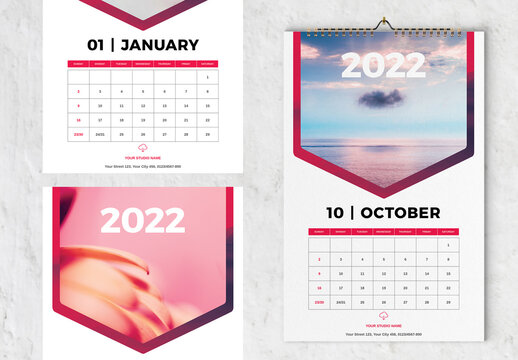 Cyan Nature Wall Calendar 2022 Layout