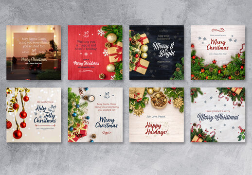 Christmas Social Media Post with Blue Red and Beige Accents