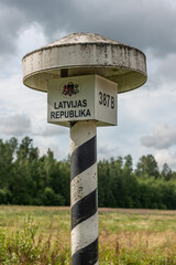 Border Sign of Latvia (Latvijas) near Vidzeme