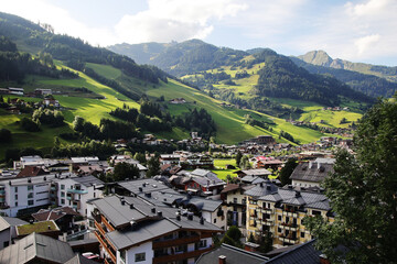 Fototapeta na wymiar The panorama of Grossarl town in Grossarl valley, Austria