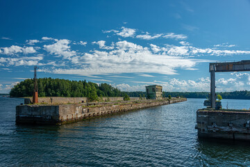 View of Hara Harbour (Hara sadam) ,Old secret soviet submarine harbor at northern Estonia, Lahemaa,...