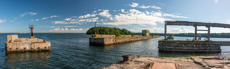 View of Hara Harbour (Hara sadam) ,Old secret soviet submarine harbor at northern Estonia, Lahemaa,...
