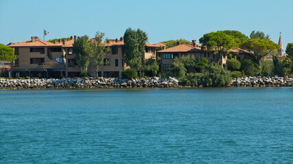 Fototapeta na wymiar View of Grado from the lagoon, Italy, Europe 