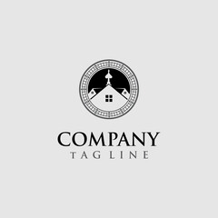 Obraz premium Vintage House Clock Logo Design