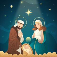 nativity scene concept hand drawn vector design illustration