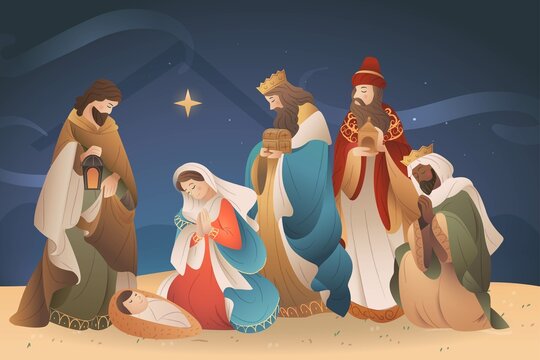nativity scene concept hand drawn vector design illustration