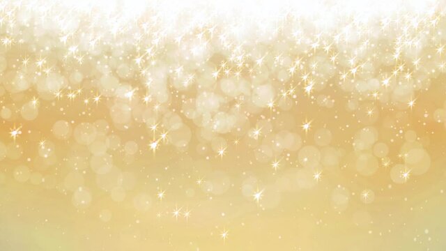 Christmas animated background of falling sparkling light particles on golden background 