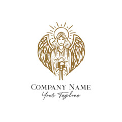 guardian angel hand drawn logo design
