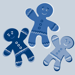 Illustration a square background - a gingerbread man, a festive curly cookie. Design element