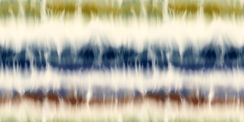 Seamless funky striped tie-dye motif print border for surface design and print. High-quality illustration. 70s Hippie abstract psychedelic stripe colors. Vibrant creativity hipster textile repeat.