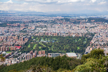 Usaquen locality, Bogota, Colombia, December 4, 2021. View of the Country Club De Bogota from the mountains.